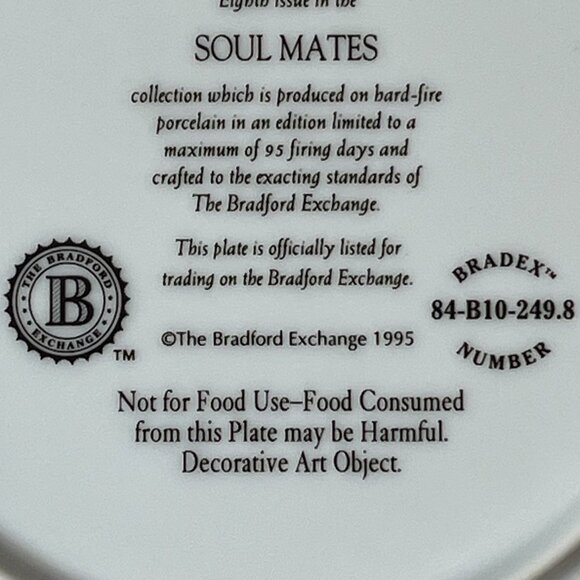 Lee Bogle Warm Interlude Plate #8 in Soul Mates Collection Native American 1995 - Picture 9 of 9